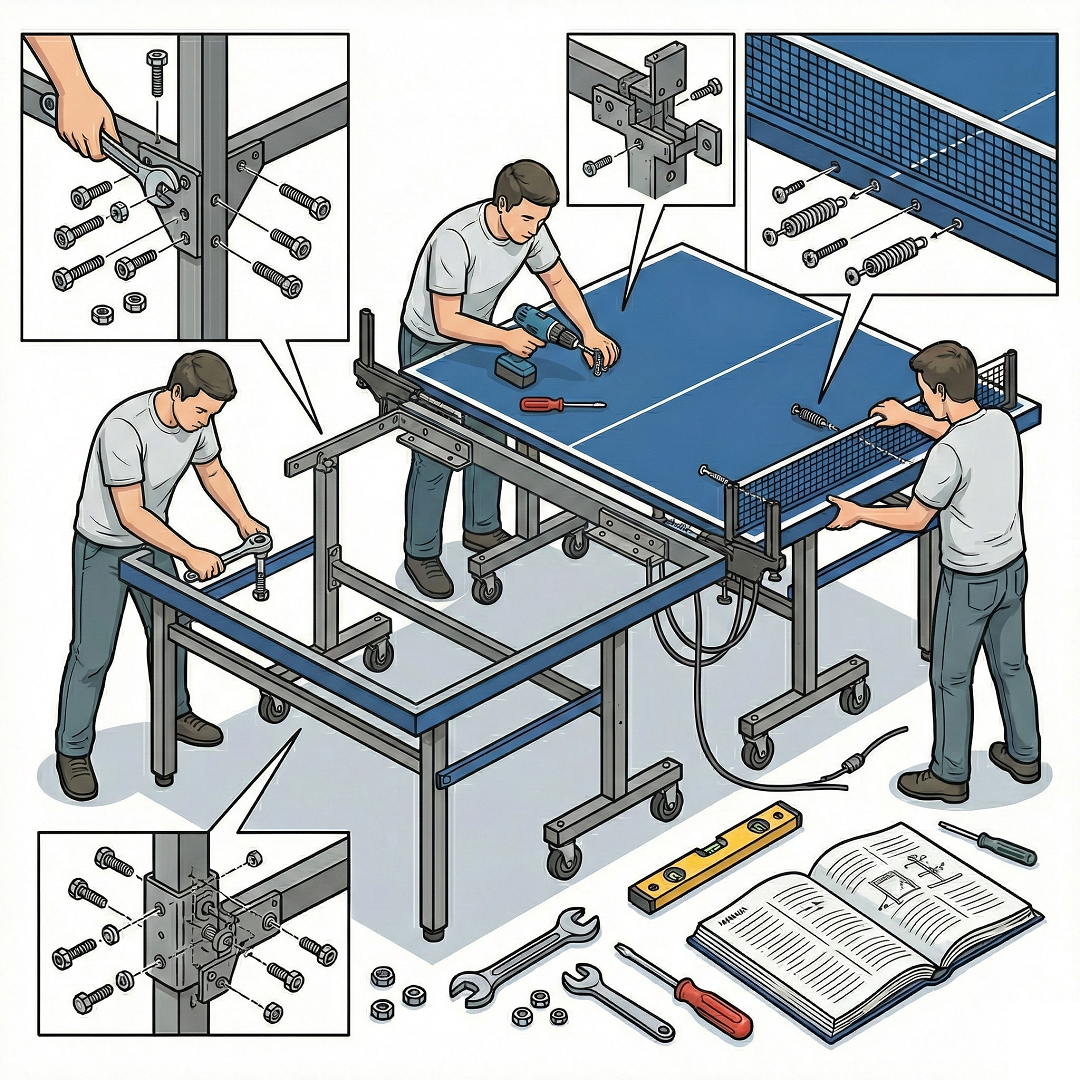 הרכבת שולחן פינג פונג - פנים חוץ