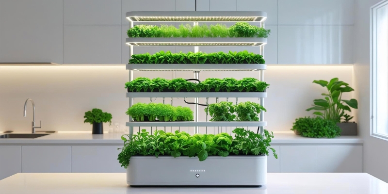 איך צבע תאורת הגידול משפיע על התפתחות הצמחים - 5 - להמחשה מערכת הידרופונית