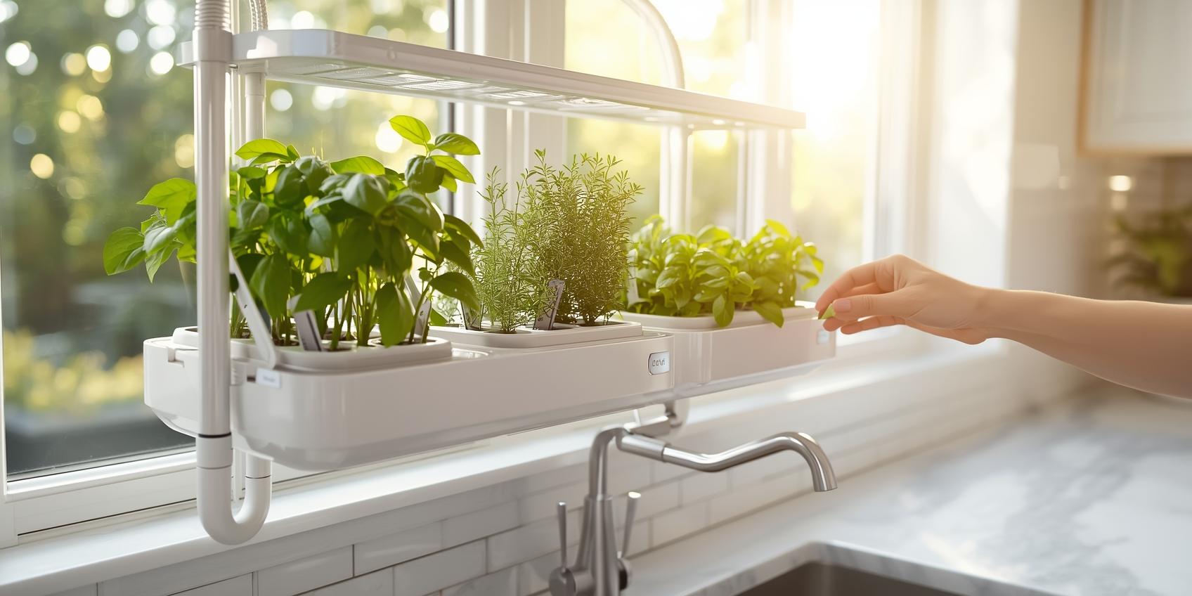 7 דרכים לשלב הידרופוניקה בעיצוב הסלון והמטבח - 4 - גן תבלינים מעל הכיור