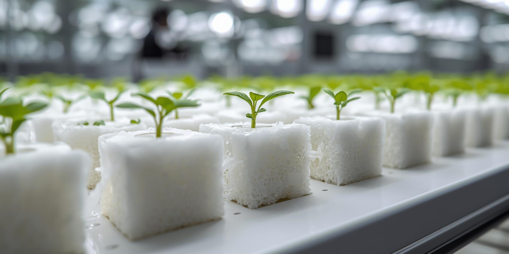 5 מצעים מובילים להידרופוניקה איך לבחור נכון - 2 - קוביות רוקוול במערכת הידרופונית מקצועית