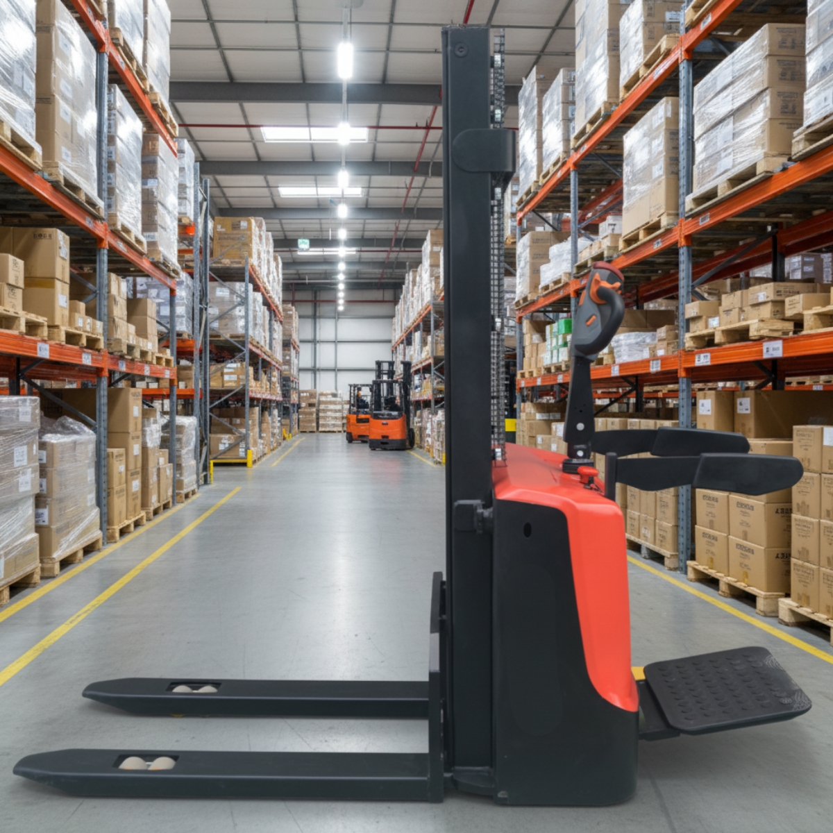 מלגזון BWLIFT גובה 4 מטר 1500 קג אדם רוכב ברקע