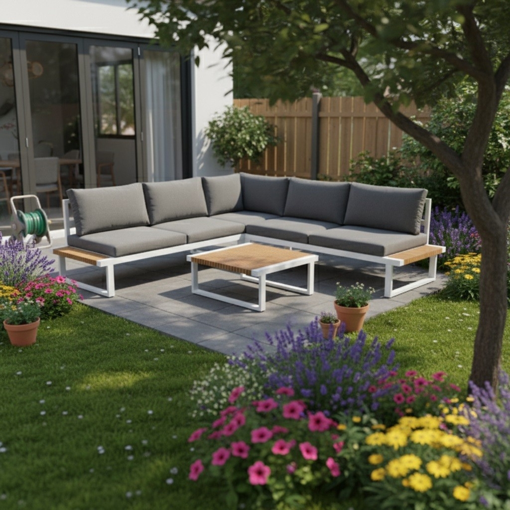 תבור בסיס לבן ריפוד אפור 1