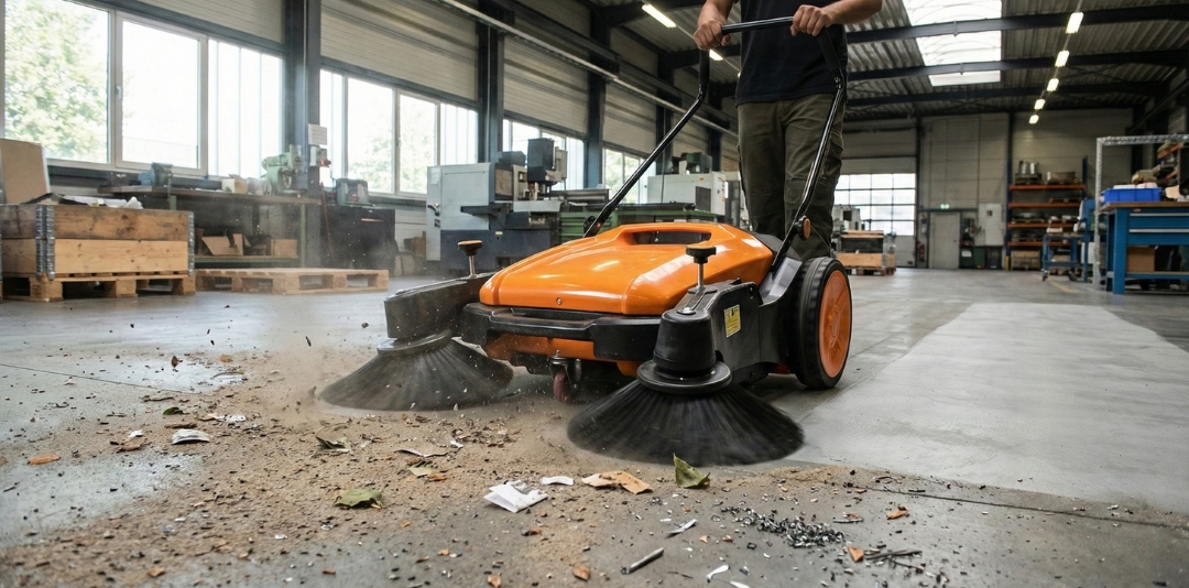 6 טעויות נפוצות בניקיון רצפות תעשייתי - 3 - תהליך טאטוא לפני שטיפה