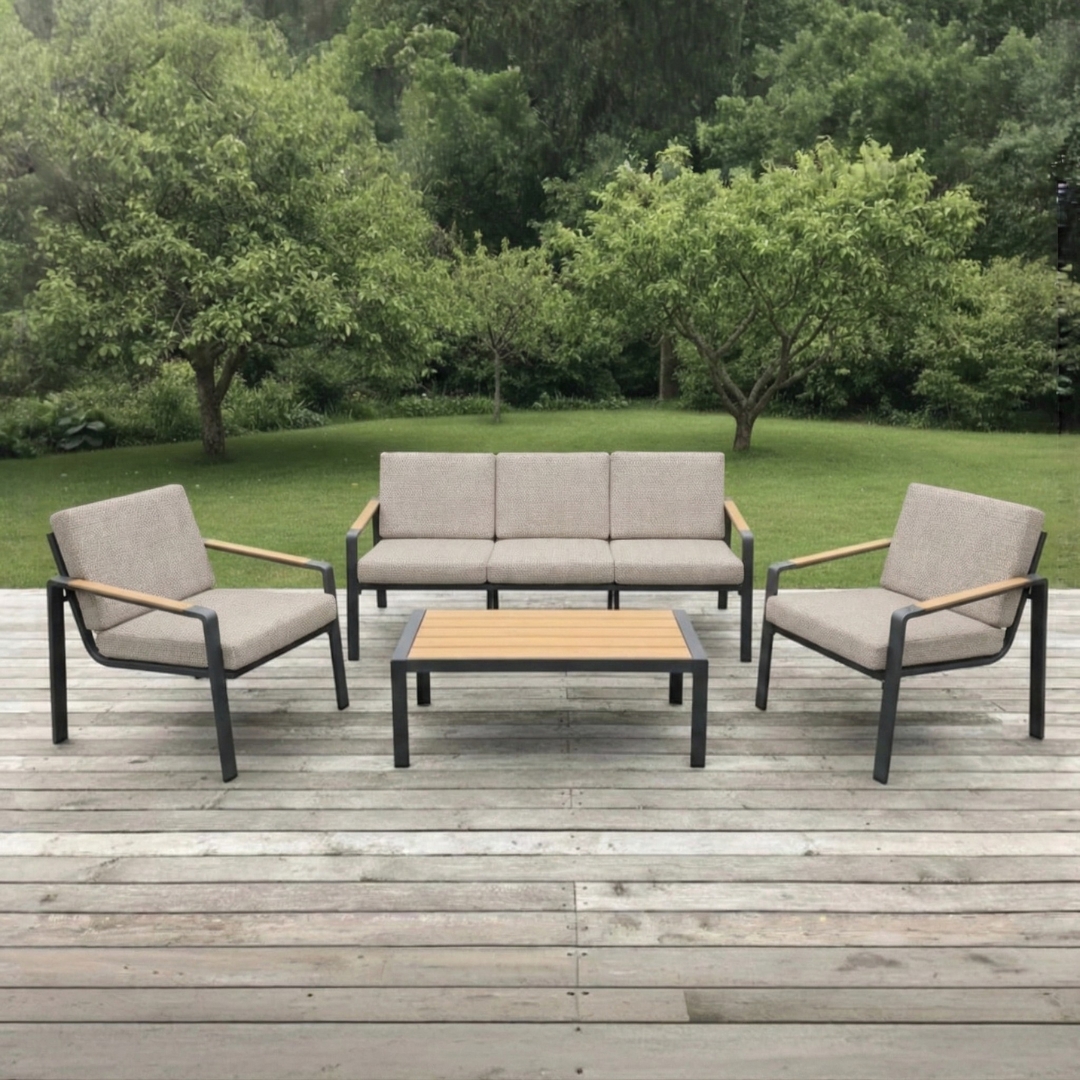 מערכת ישיבה הימלאיה - בסיס אפור כהה, ריפוד שמפניה בהירה - 3